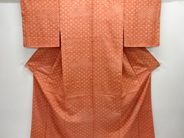 菊青海波模様手織り紬付け下げ着物